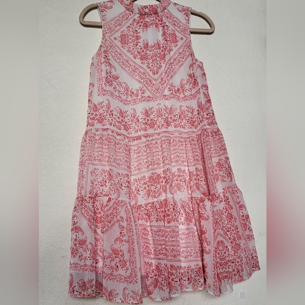 Calvin Klein Sleeveless Pink and White Tie Back Dress. Sise 4 - Picture 2 of 10